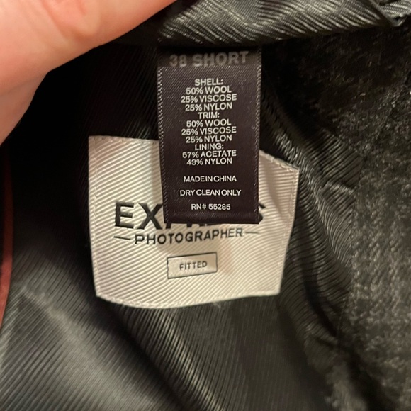 Express photographer fitted men’s wool blend fine plaid twill blazer EUC - Picture 9 of 13